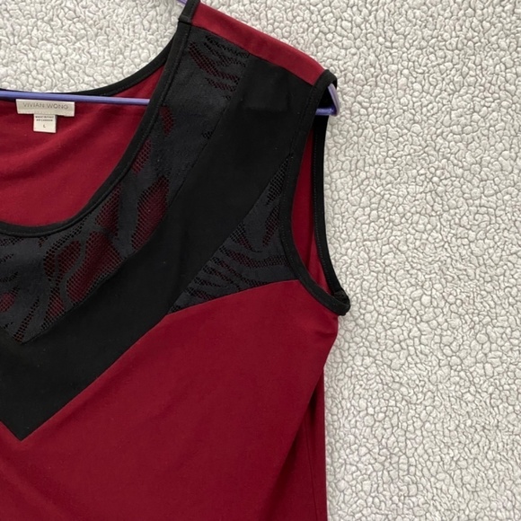 Vivian Wong Tank Top, Womens Large Purple Black Laced Neckline Vintage - Picture 8 of 8